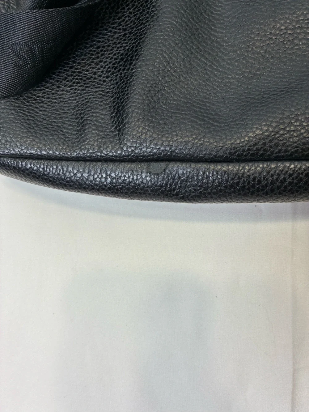 Steve Madden Logo Black Pebbled Faux Leather Backpack with Detachable Zip Pouch